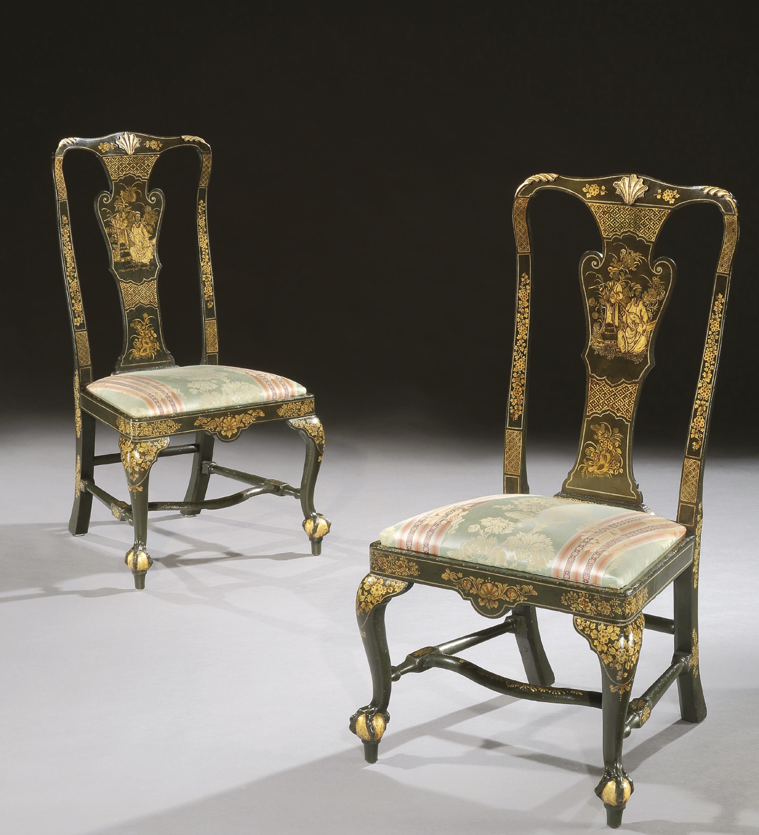 George II japanned side chairs