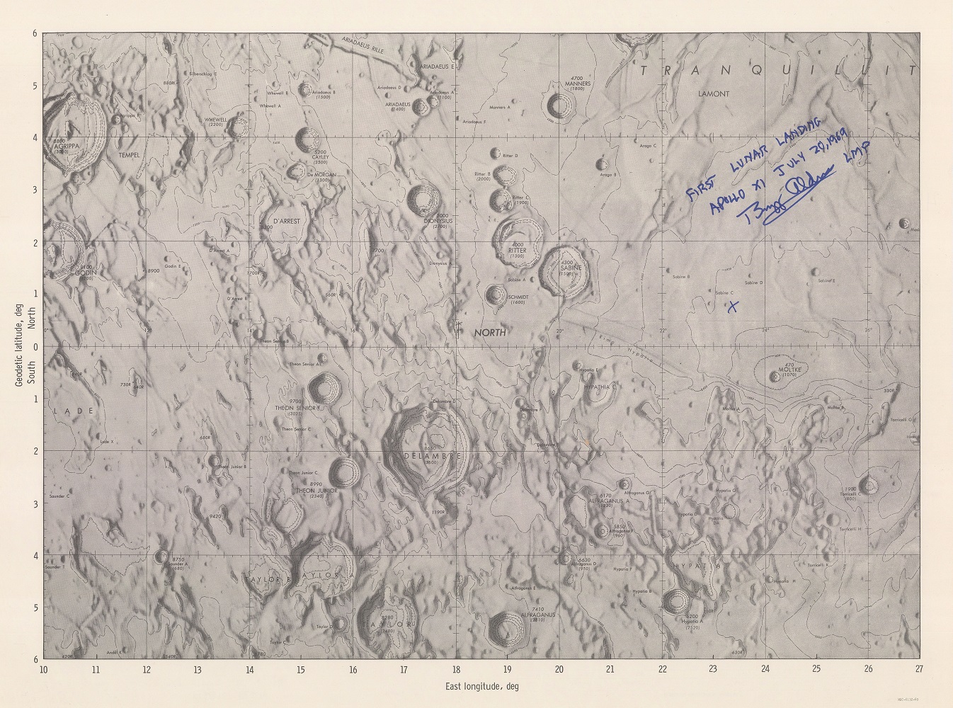 Buzz Aldrin signed lunar map